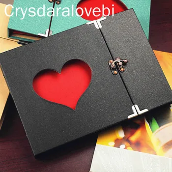 

Photo Album A4 DIY Scrapbook Vintage Love Heart Black Pages Present Anniversary Wedding Gift Scrapbooking Album Kits Photoalbum