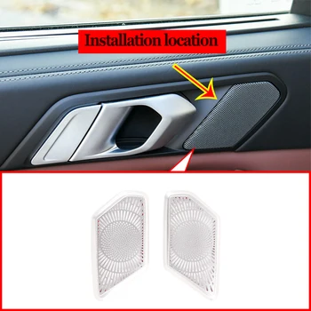 

Aluminum Alloy Interior Rear Door Handle Speaker Cover Trim Stickers For BMW X5 X7 G05 G07 2019 Car Accessories