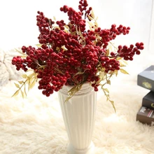 1 Pcs Artificial Berry Green Bean Foam Flowers Home Decor Small Fake Flowers Fruit Branch Decoration Accessories Fake Floral