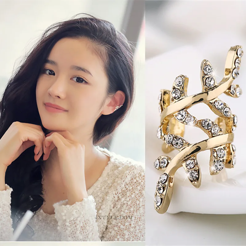 Fashion Ear Cuffs Gold Leaf Cuff Clip Earrings for women Climbers No Piercing Fake Cartilage Earring Vintage on | Украшения и