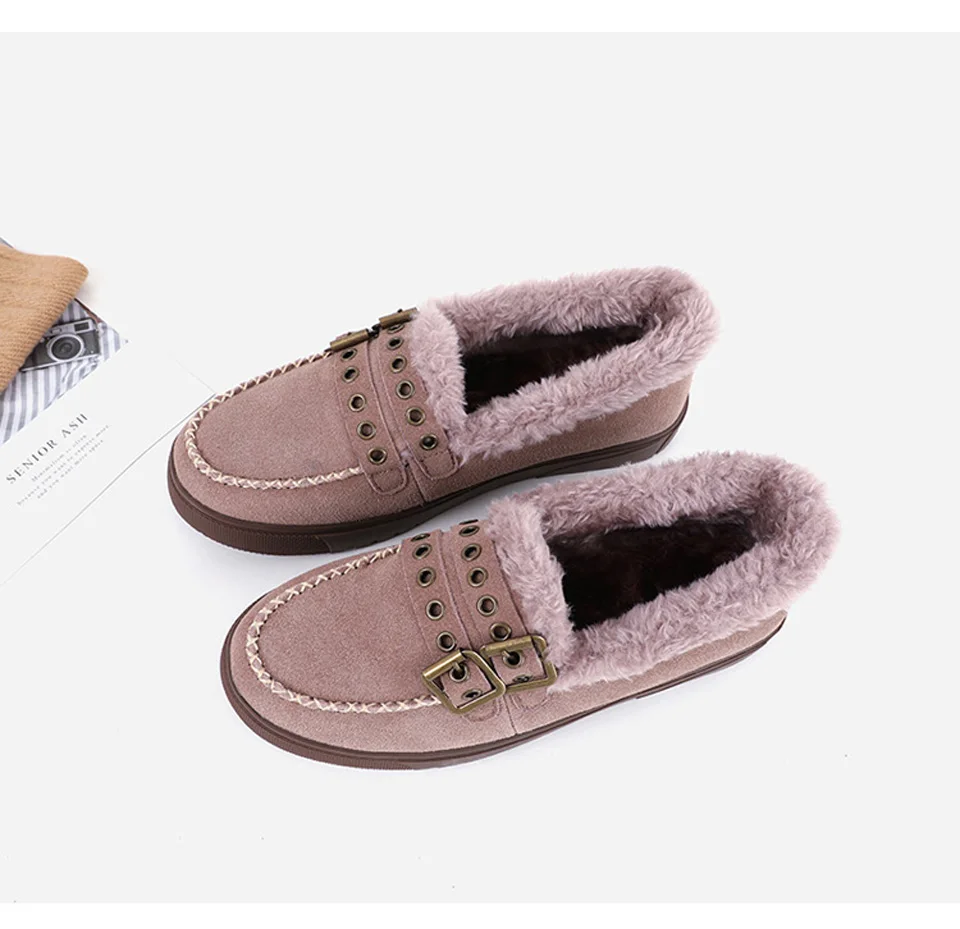 Malemonkey/Size35-40; зимняя теплая и утолщенная модная женская обувь на плоской подошве; слипоны