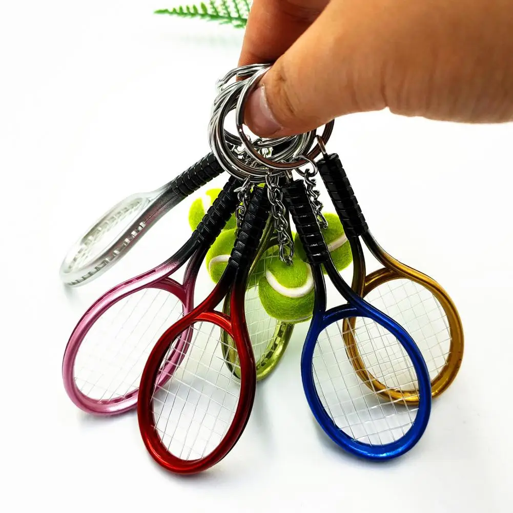 Tennis Keychain Simulation Mini Tennis Racket Ball Keychain Pendant Bag Key Ring Accessories Key Accessory Shaped Pendant