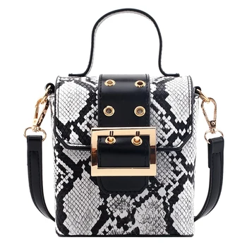 

Serpentine PU Leather Crossbody Bags for Women Mini Shoulder Messenger Bag Female Box Handbags and Purses