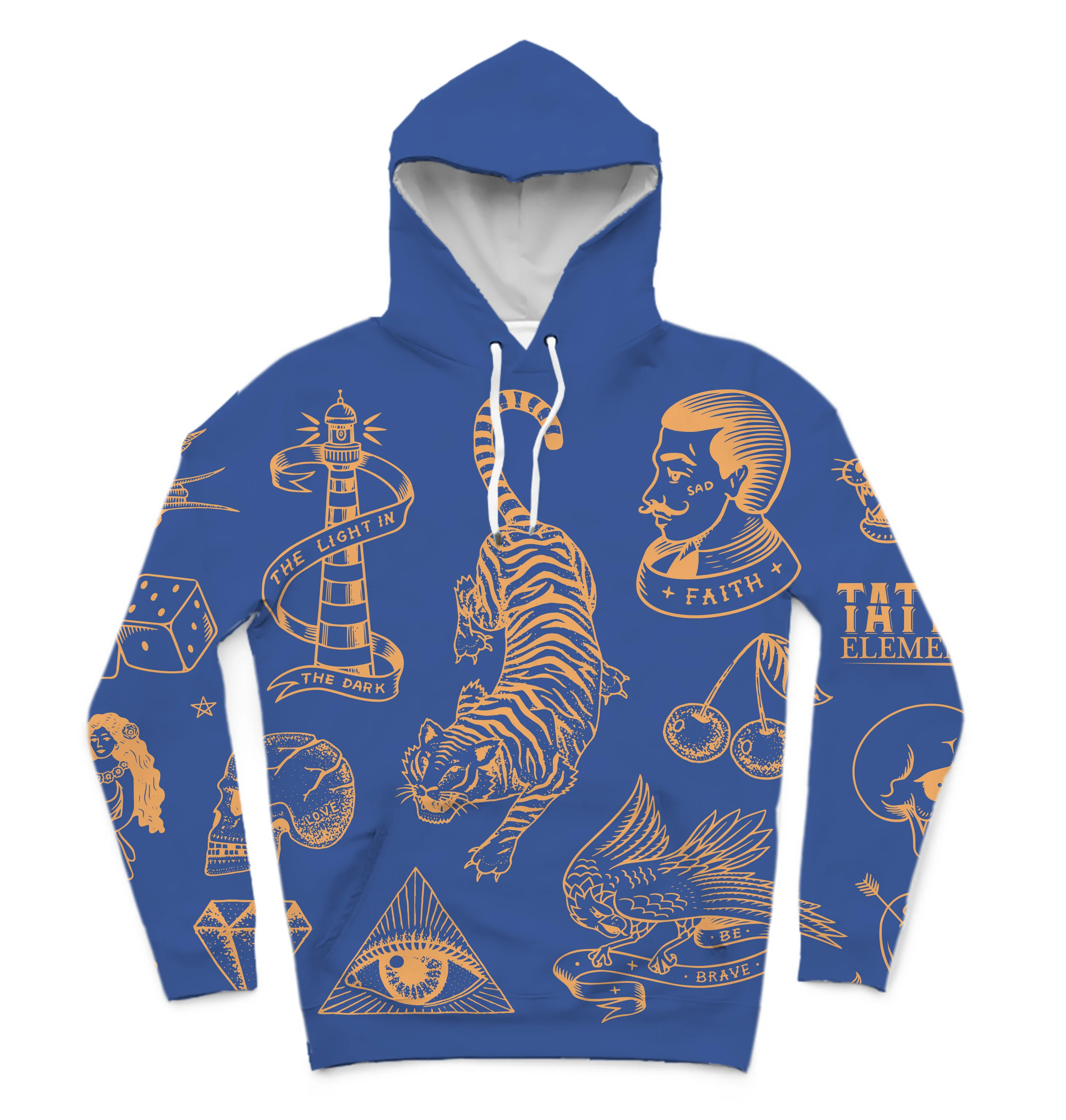 

REAL American SIZE High Quality Tattoo Series Sublimation Printing Plus Size Hoodies