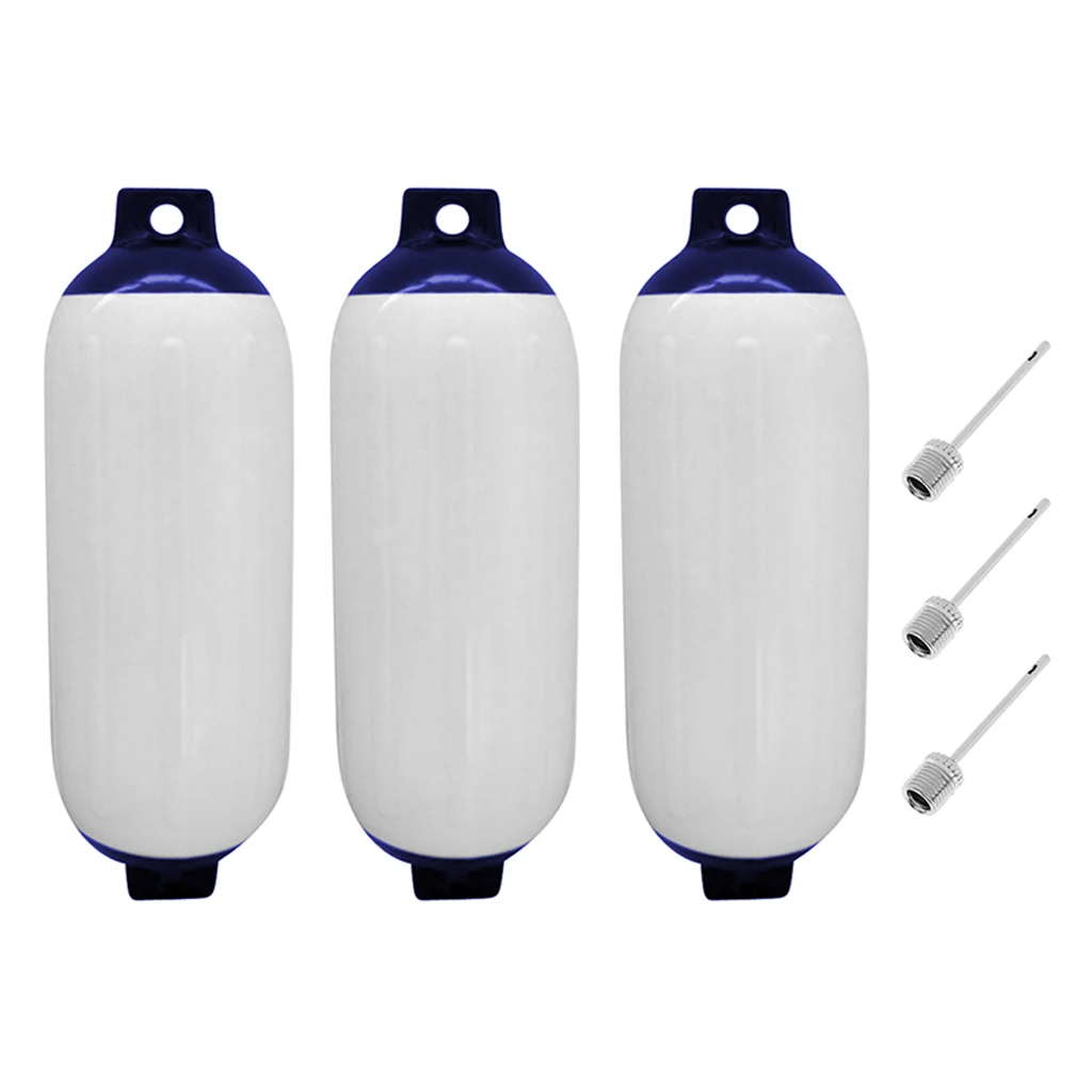 3pcs Inflatable Marine Boat Fender with Reinforced Eyes UV Protection 11x40cm