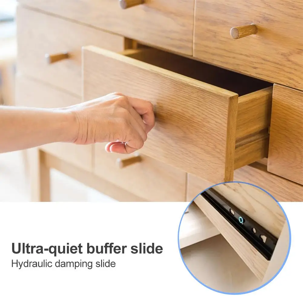 

2pcs Drawer Slides Full Extension Guide Rail Prevent Drawer Opening And Closing Collision for Home Kitchen Drawer Cupboard