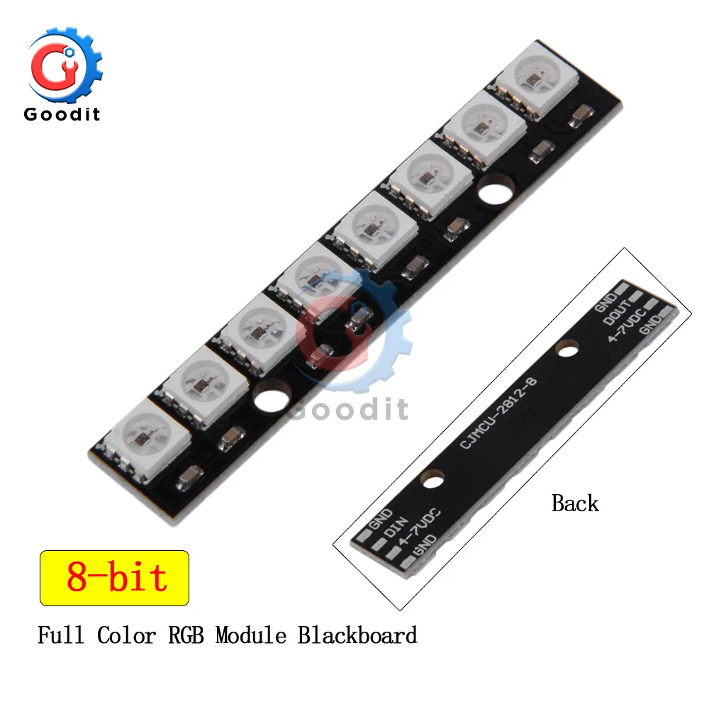 8-битный канал WS2812 5050 RGB 8 Светодиодный светильник встроенный полноцветный макетная плата полосы драйвер платы для Arduino 8 каналов - Цвет: 8-bit Blackboard