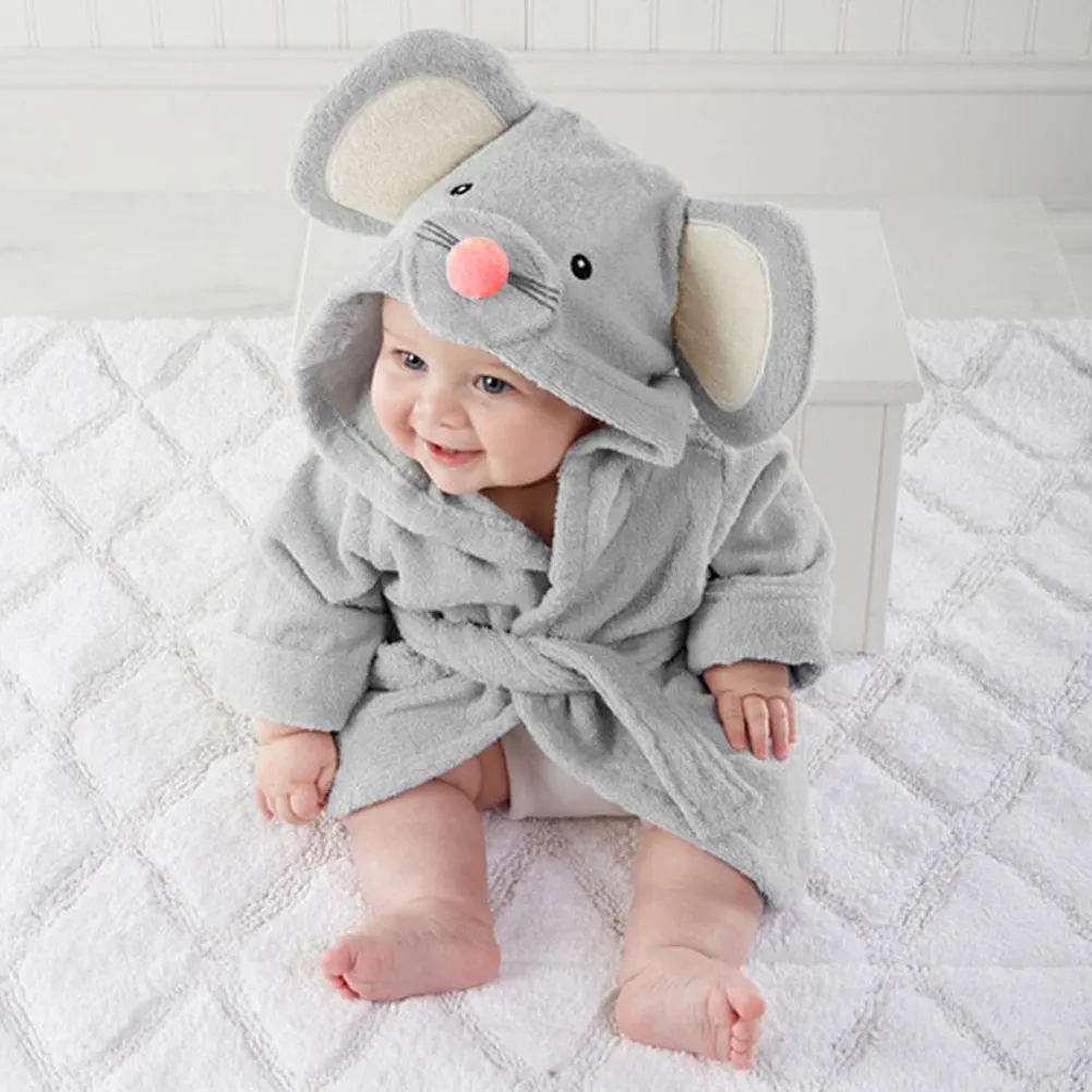 

Cartoon baby toddler hooded bath towel blanket bathrobe wrap