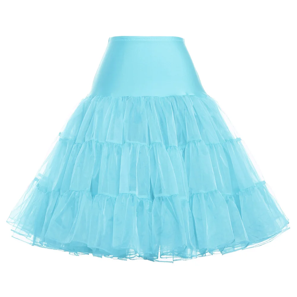 Powder Blue GK красочная Женская юбка в стиле "Ретро" без рукавов, Свинг рокабилли, винтажная кринолиновая пышная Нижняя юбка, юбка из вуали в стиле ампир - Цвет: Powder Blue
