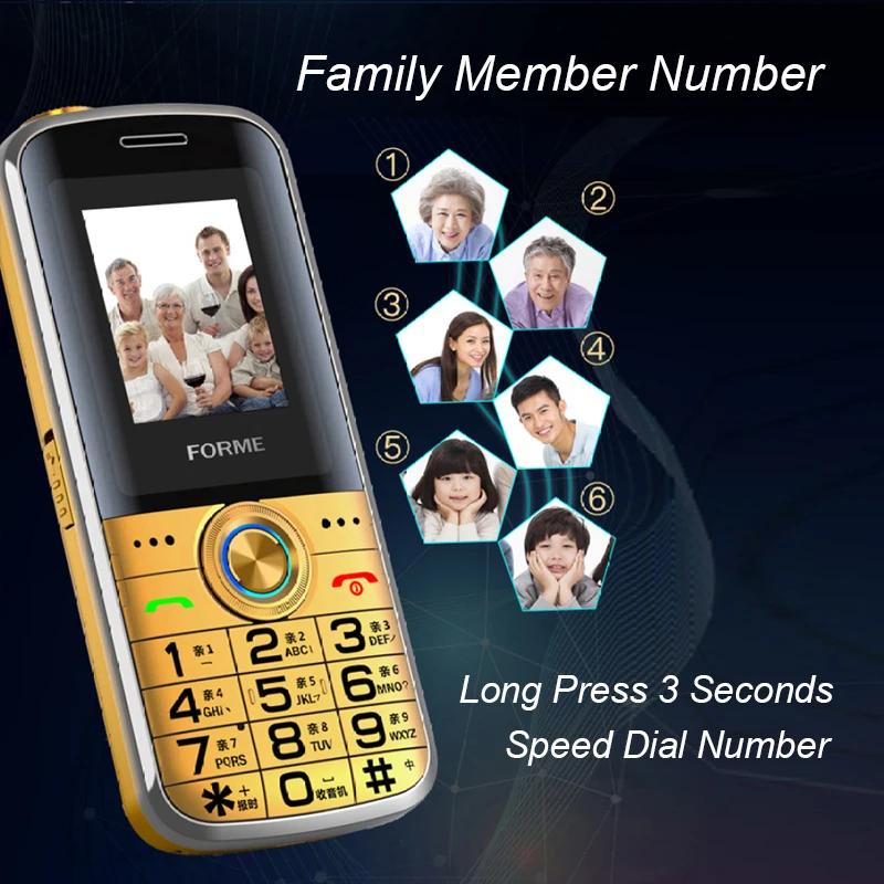 Большой кнопочный большой аккумулятор большой голос пожилых людей мобильный телефон дешевый телефон с функцией сотового телефона MP3/Bluetooth/FM F родителей детей