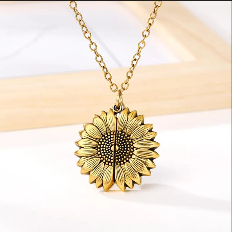 You Are My Sunshine Sunflower Necklace 