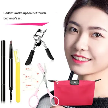 

Makeup Beauty Makeup Tools Eyebrow Knife New Eyebrow Card Eyelash Curler Cosmetic Bag Portable Cosmetic Bag