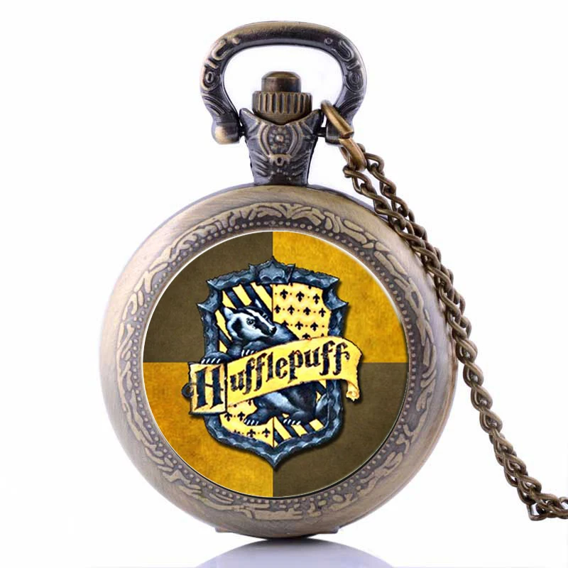 Ретро Винтаж hp HUFFLEPUFF Хогвартс школьные Мужские Женские кварцевые карманные часы