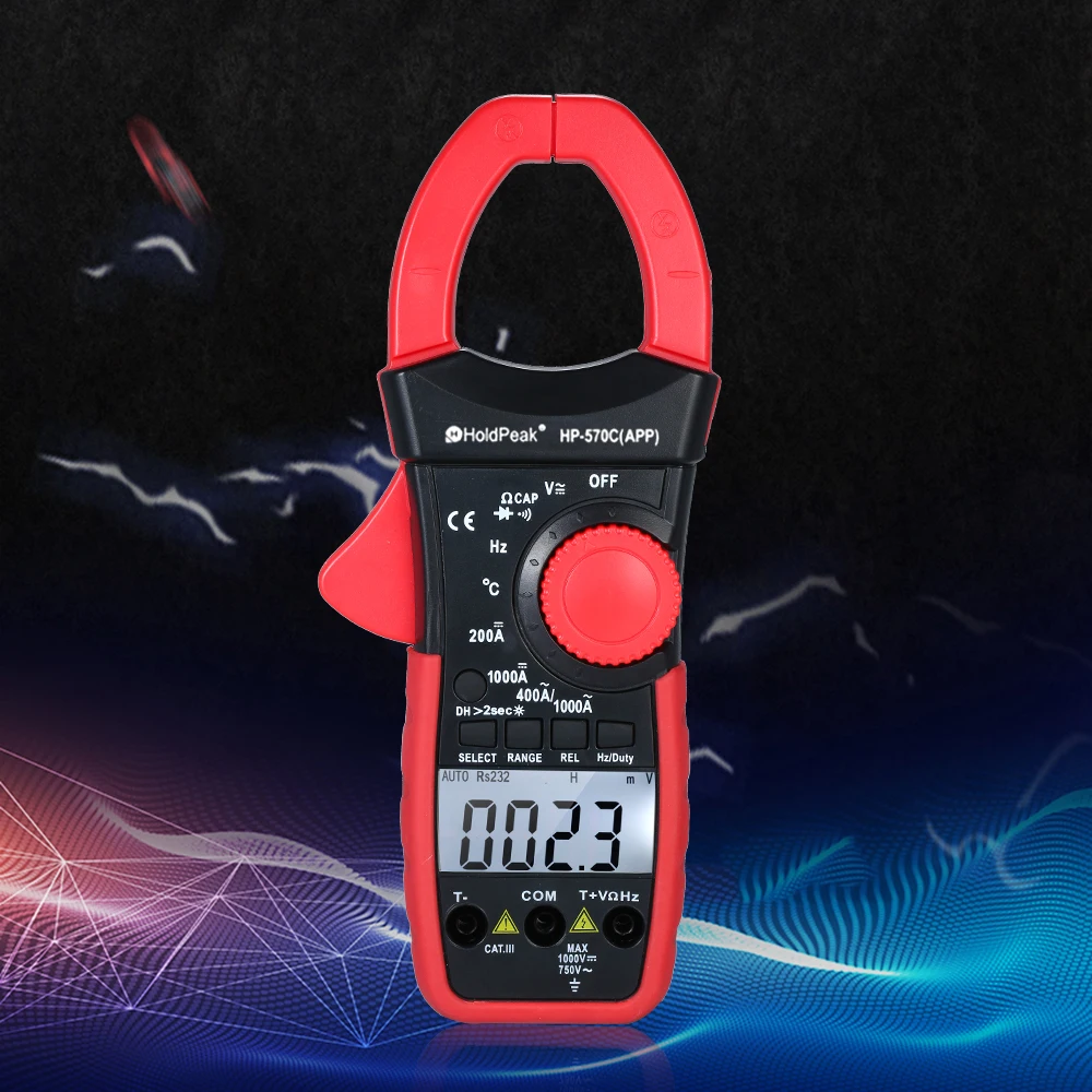 Digital Clamp Multimeter Auto Range BT Clamp Meter AC/DC Current Amperage Voltage Resistance Temp Electrical Tester Meter with