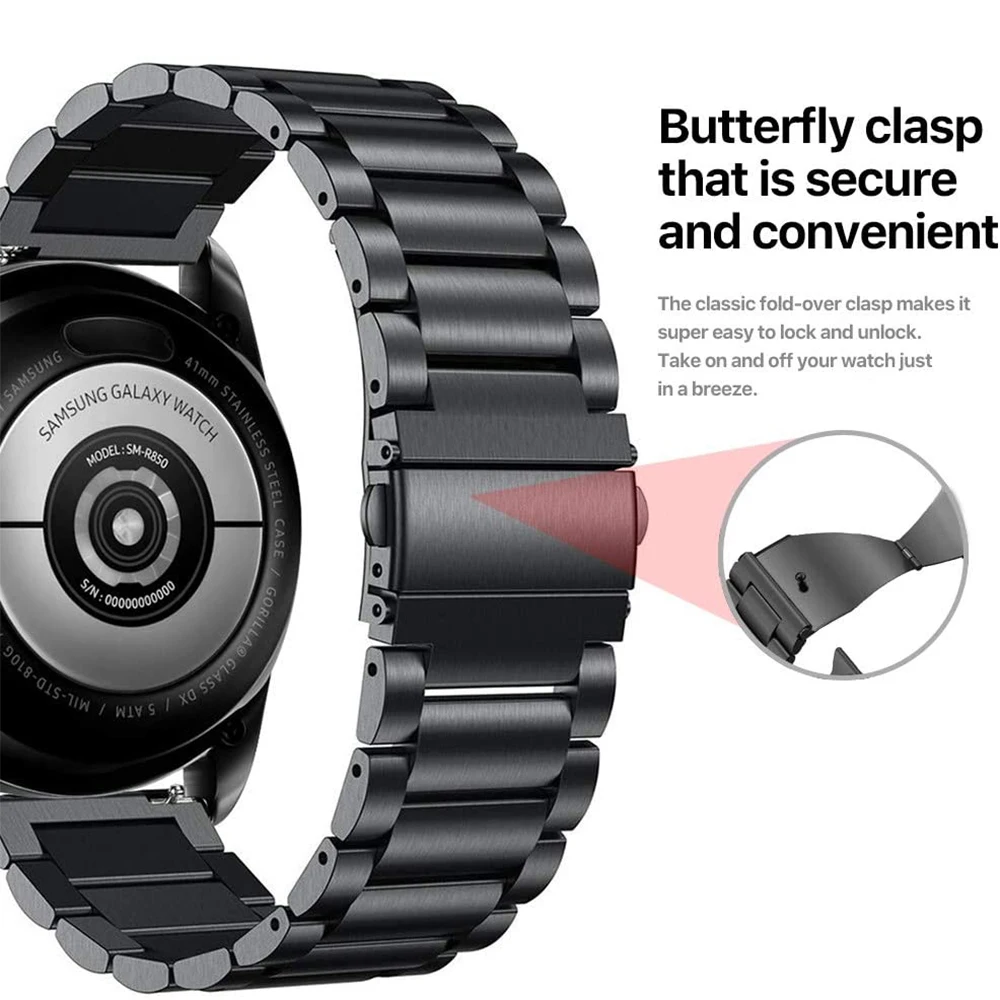 Correa de Metal de acero inoxidable para Samsung Galaxy Watch 3, correa para Huawei Watch GT 2, 46mm, 42mm, Gear S3, 22mm, 20mm
