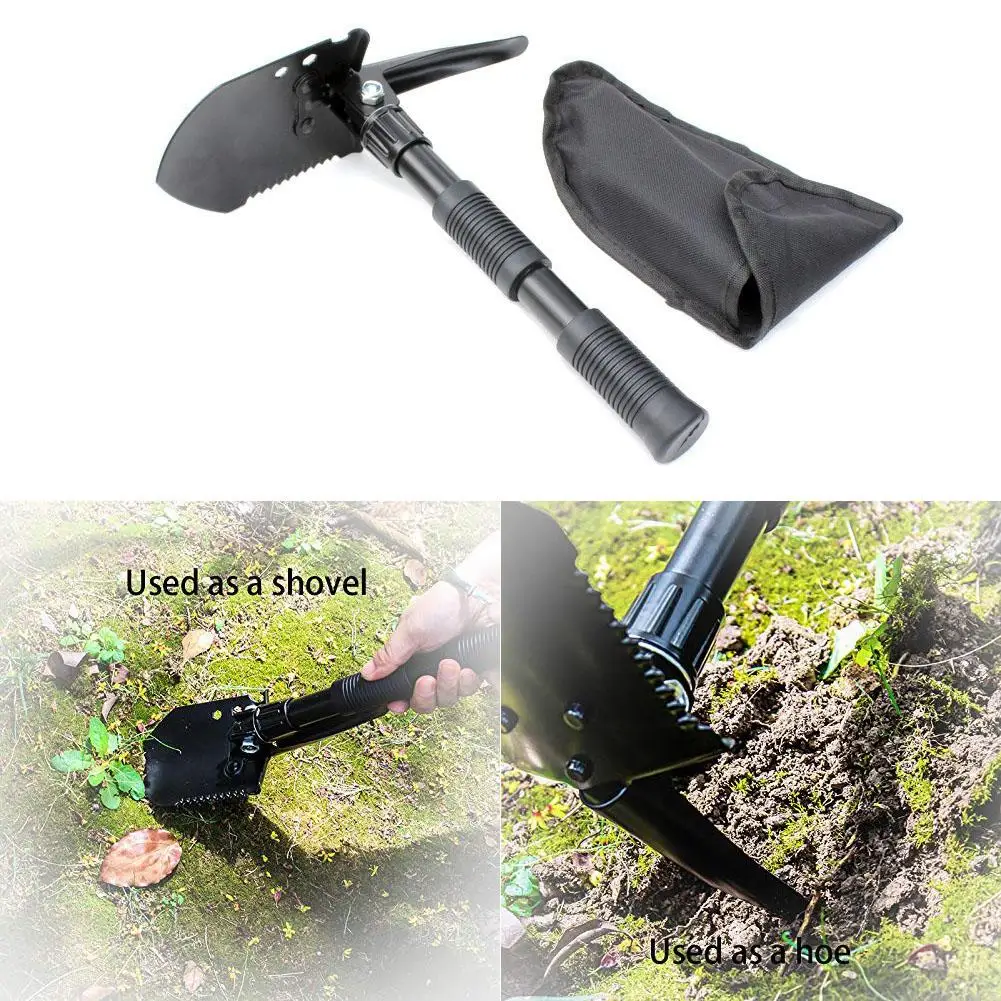 Multifunctional Camping Folding Shovel Carbon Steel Garden Shovel Spade Pick Outdoor Activity Hiking Camping Shovel Tool