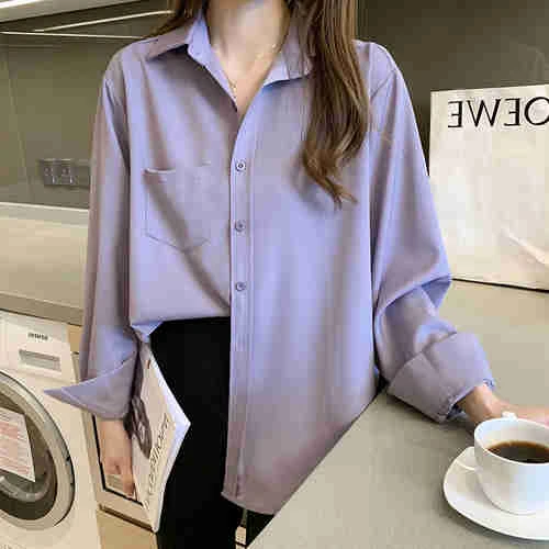 Camisa morada de manga larga para mujer, ropa de negocios suelta, color  morado, Taro, para primavera y otoño, diseño de nicho, prendas de vestir  exteriores|Faldas| - AliExpress