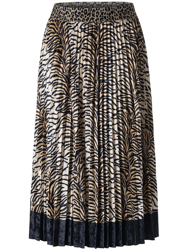 Leopard MIYAKE плиссированная леопардовая юбка женская осенняя и зимняя новая длинная юбка с высокой талией трапециевидная юбка в складку Женская - Цвет: Leopard