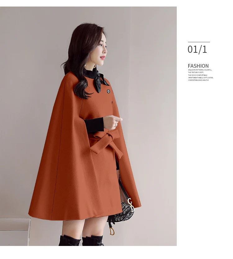 Woolen Jacket Women's Autumn And Winter New Style Korean-style WOMEN'S Wear Solid Color Simple Trend Elegant Versatile Cloa