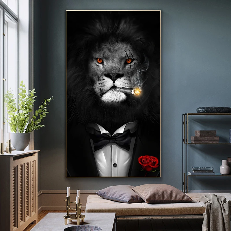Animal Lion Art Print Wall Canvas Painting Abstract Poster Decor Living Room 