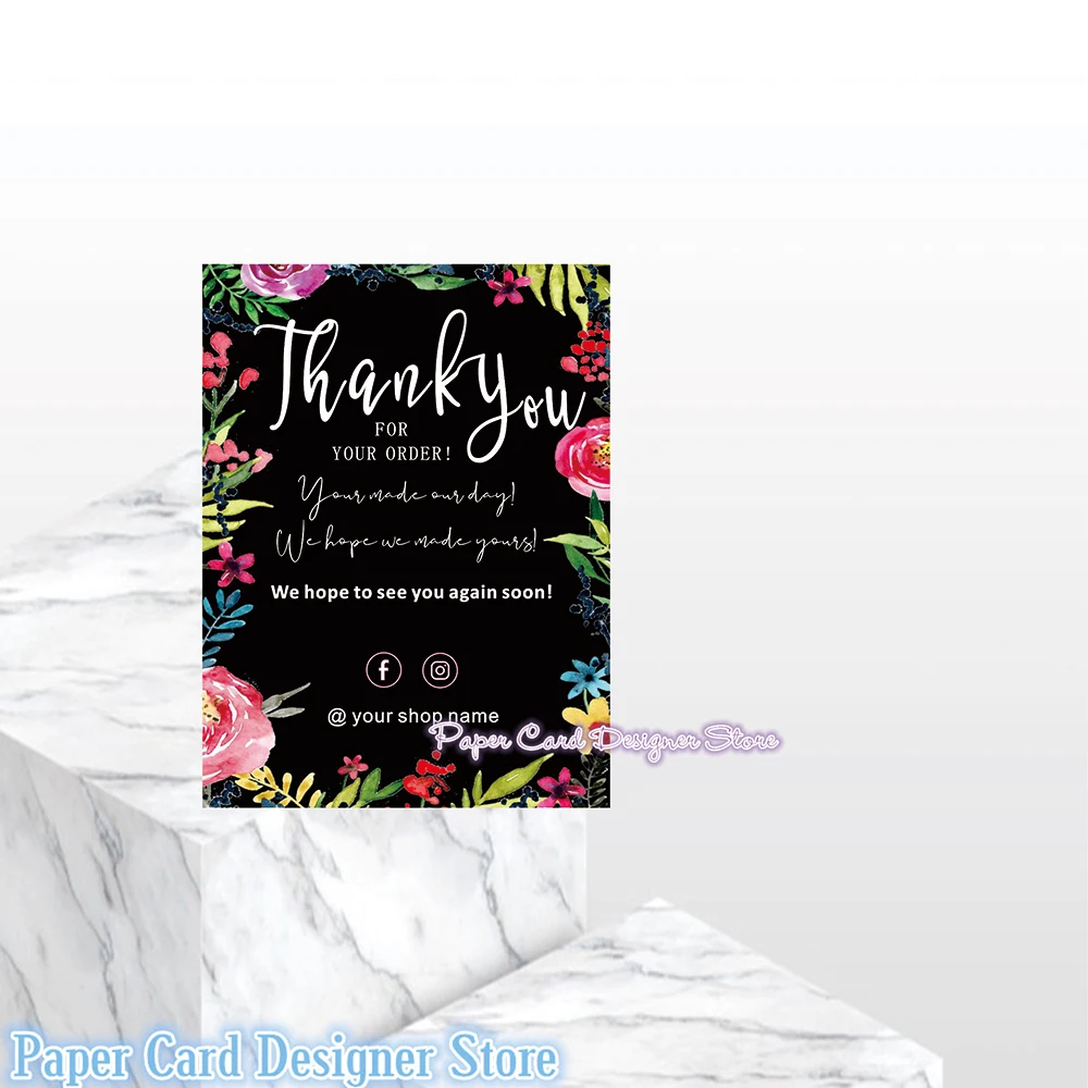 

Черная Современная карточка с надписью спасибо за ваш заказ карточка для упаковки карточки магазина