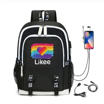 

Likee Backpack Usb Charging Travel Laptop Bookbag "LIKEE 1 (Like Video)" Laptop Russian Styles School Bags for Teenage Girls