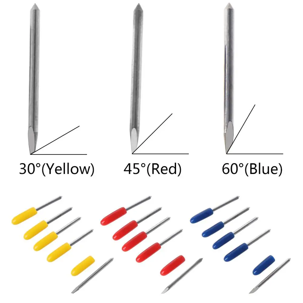 15 cuchillas de acero inoxidable de 30°/45°/60° con soporte para cuchilla de cortar para cortar plotter de vinilo.