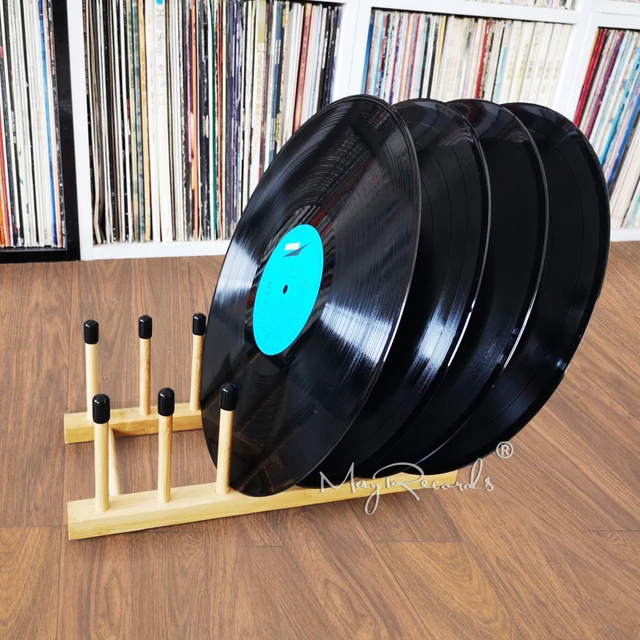 Estante de secado de discos de vinilo multifuncional, almacenamiento de  bambú para exhibición de discos LP - AliExpress