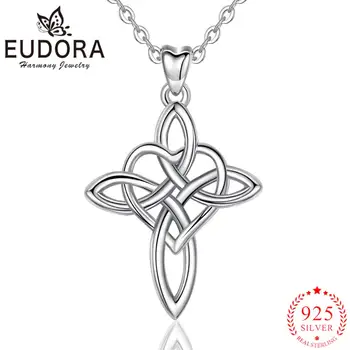 

Eudora Genuine 925 Sterling Silver Celtic knot Pendant Necklace love Fashion Trendy Jewelry for Women Teen Anniversary Gift D523