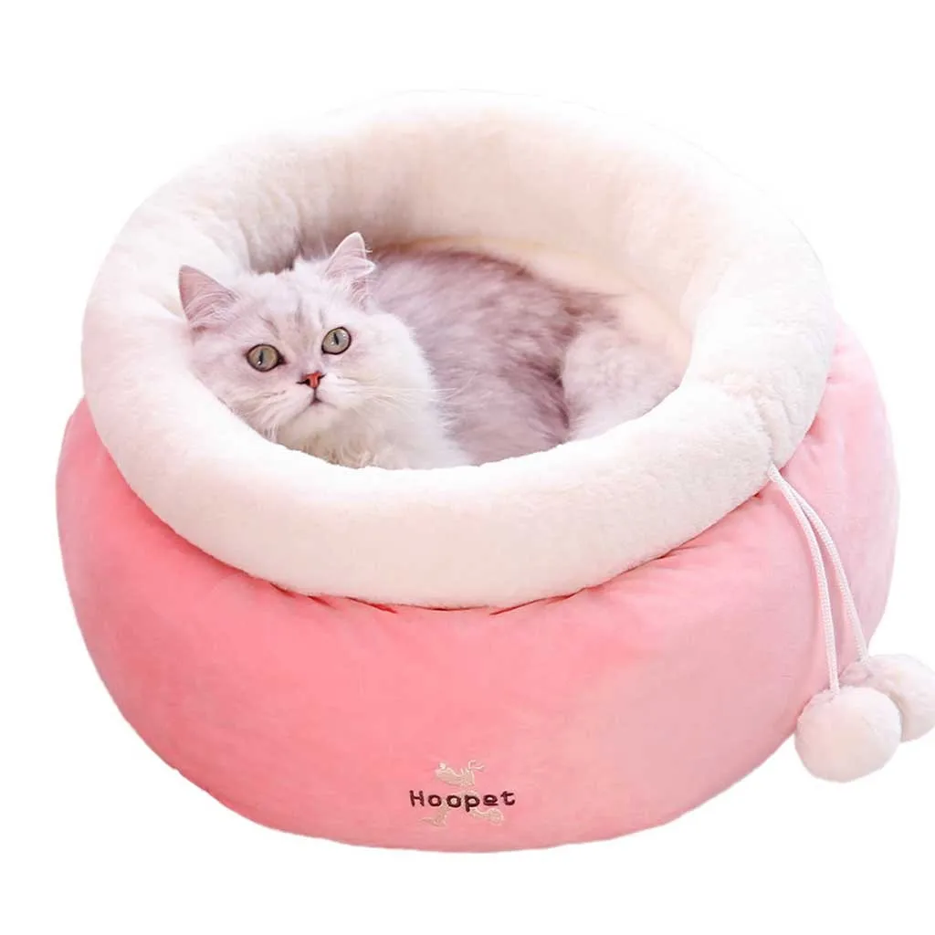 Милая домашняя кошка собака розовая кровать кристалл бархат питомник маленький для кошек домашних животных щенков Круглая Кровать дом мягкий антистатический дышащий теплый коврик гнездо