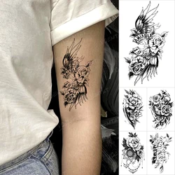 Waterproof Temporary Tattoo Stickers Flower Rose Peony Sunflower Henna Mandala Wing Feather Flash Tatoo Men Women Body Art Tatto