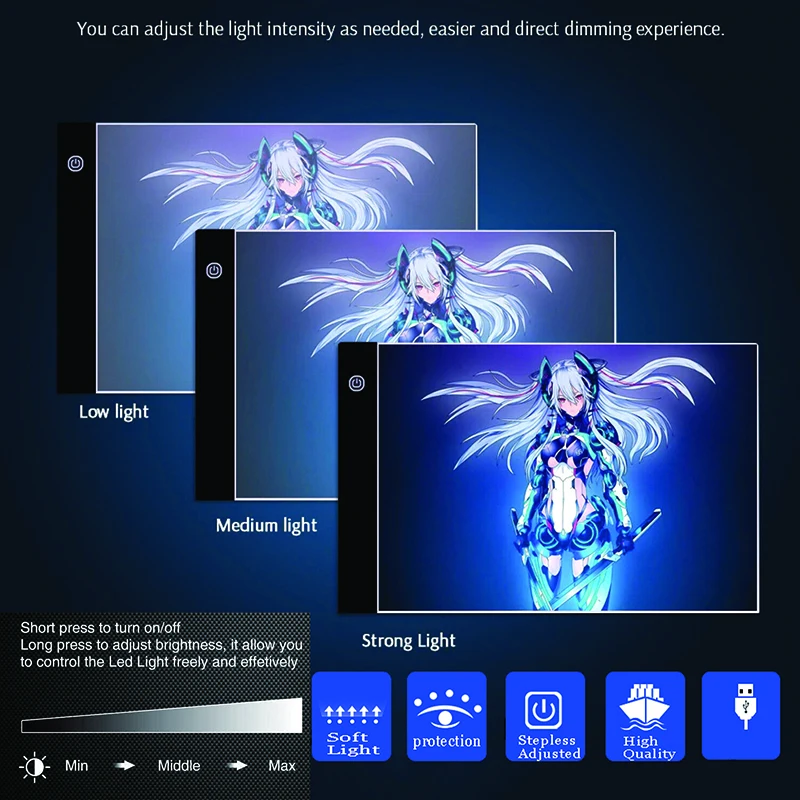 Rantion LED USB Light Pad Board Diamond Painting Tracing Accessories Tool Kits Tattoo A4 A4Pro A5 Drawing Graphic Tablet Box