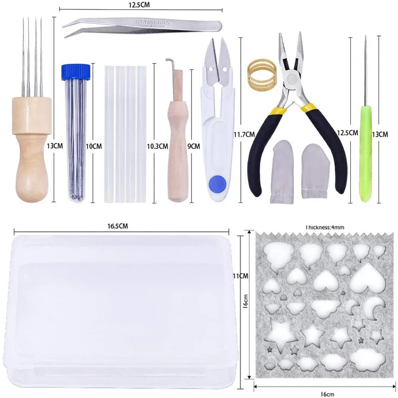 LMDZ 40 Colors Wool Fiber DIY Wool Felt Kit Handle Felt Toys Making Fabric Materials Handcraft Needle For Beginners