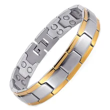 Целебный магнитный браслет для мужчин 316L нержавеющая сталь забота о здоровье Ele мужчины ts Магнитный золотой браслет цепочка для рук