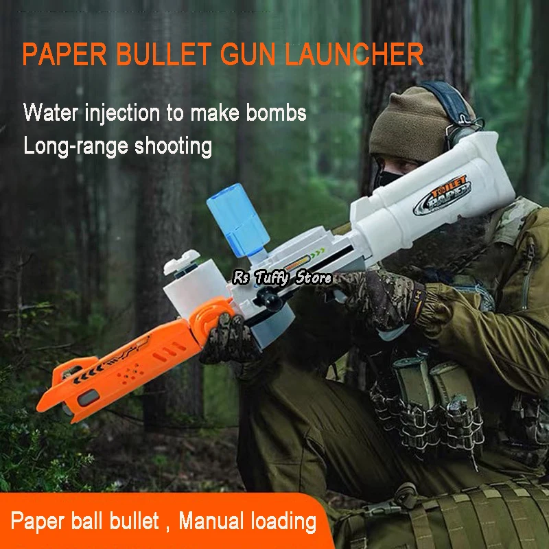 Toilet Roll Paper Launcher Safe Wet Tissue Paper Unlimited Shooting