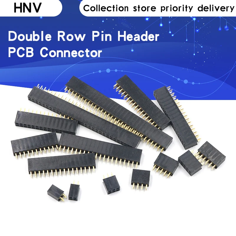 HNV 10 шт. 2 54 мм pcb соединитель 2x 2/3/4/5/6/8/10/12/16/40 Pin строгий женский двухрядный
