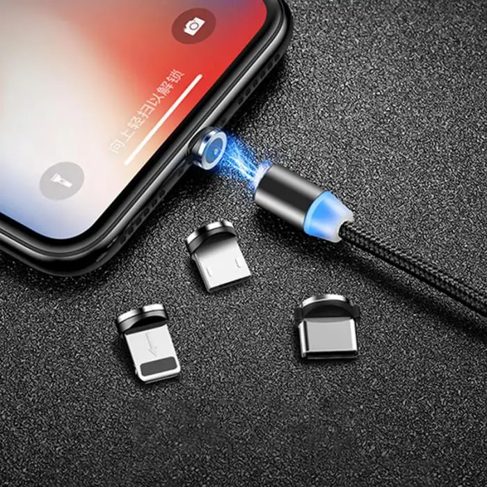 Высокое качество 1 м 2.4A Тип C USB 3 в 1 пылезащитный штекер Магнитный зарядный Дата кабель Линия для iPhone Xiaomi samsung huawei