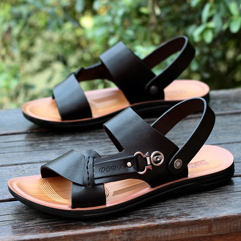 Sandals PU Leather Men Slippers Roman 