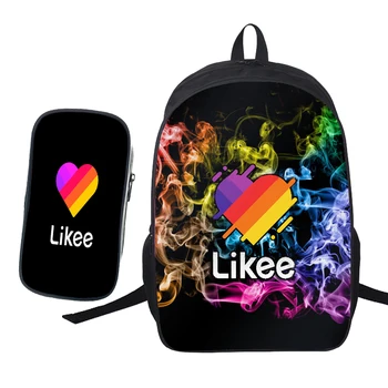 

2 Pcs/set Backpack Likee Students Book Bag Russia Style LIKEE School Backpacks for Teenagers Boys Girls Casual Rucksack
