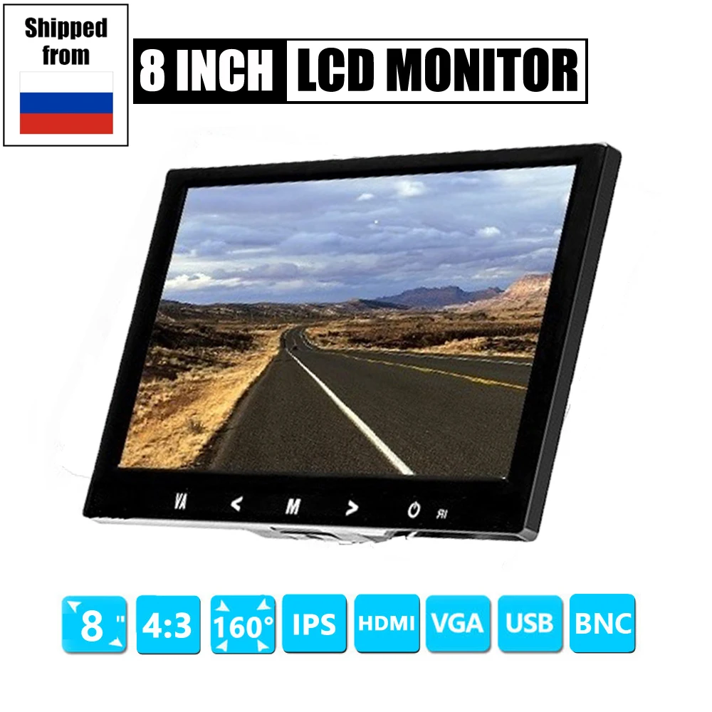4:3 8 inch TFT LCD Color Video Monitor CCTV Monitor Screen HDMI VGA BNC AV Input for PC CCTV Security and Stand Rotating Screen 4:3 8 inch TFT LCD Color Video Monitor CCTV Monitor Screen HDMI VGA BNC AV Input for PC CCTV Security and Stand Rotating Screen