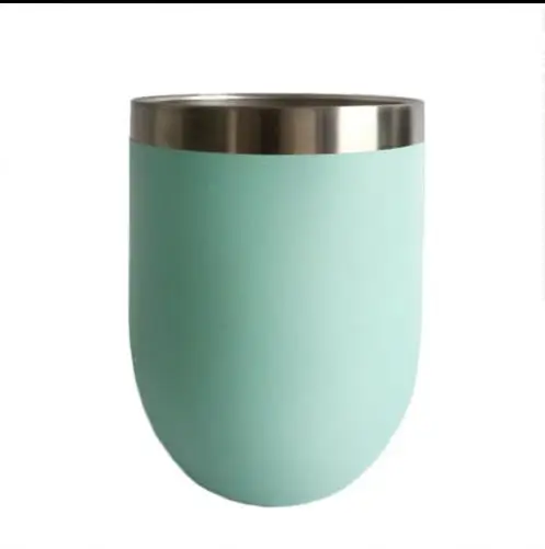 12 унций нержавеющая сталь Stemless бокалы для вина с вакуумной изоляцией чашки для напитков - Цвет: Зеленый