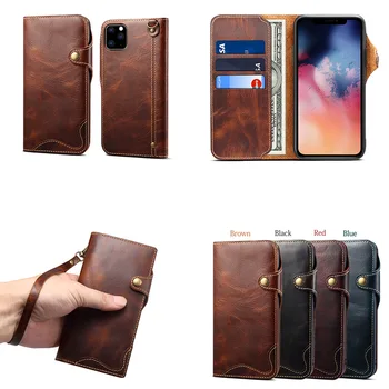 

Wallet Case for iphone 11 Pro Max XR Xs 7 8 6s 6 s Plus Vintage Genuine Leather Cover iphone 11 case for men