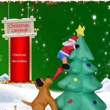 

1.8m Light Inflatable Dog Bites Christmas Tree New Year's Eve Decorations Christmas Ornaments Old Man Climbing Tree Decoration