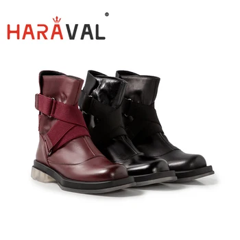 

HARAVAL 2020 New Autumn Winter Women's Leather Ankle Boots Branded Martin Boots Transparent Bottom Chelsea Boots For Lady E80L
