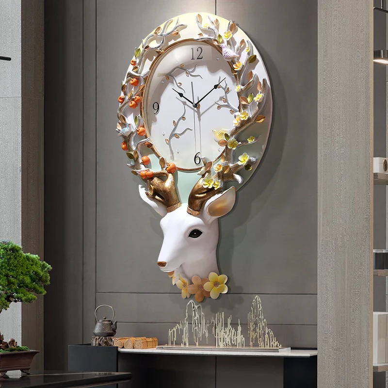 Скандинавские настенные часы для гостиной, крыльца, часы для дивана, фон для стены, современный минималистичный домашний Ретро светильник, роскошные часы для ресторана