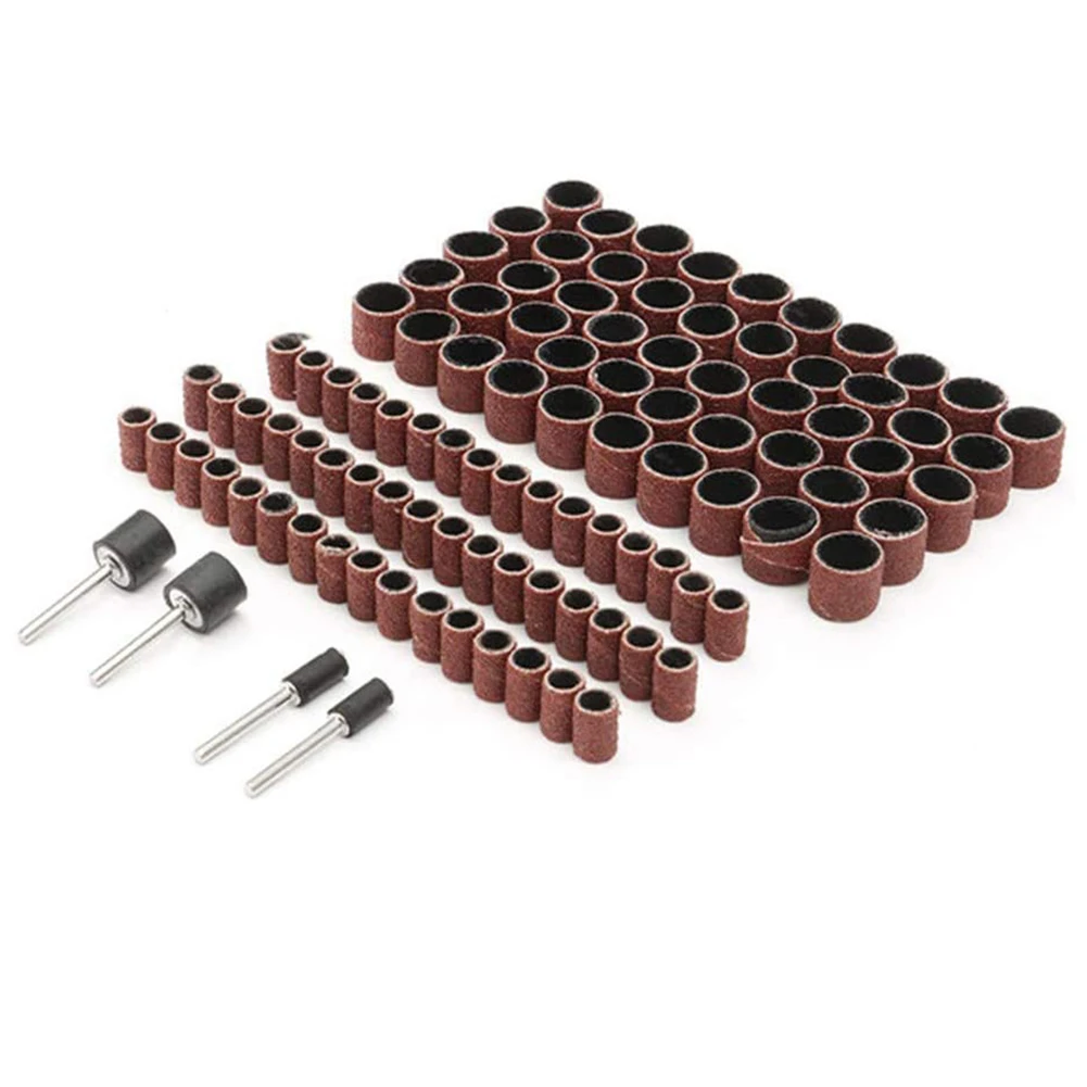 

100 Pcs Sandpaper Ring 12mm Emery Cloth Wheel 1/4 1/2 Inch Sanding Sandpaper Sleeves And 4 Mandrels For Rotary Tools
