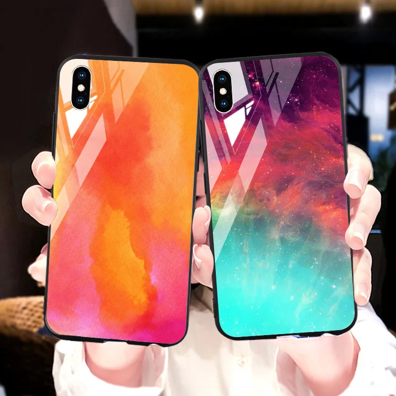 Закаленное стекло чехол для oneplus 5 6 7 стеклянные Чехлы космические силиконовые