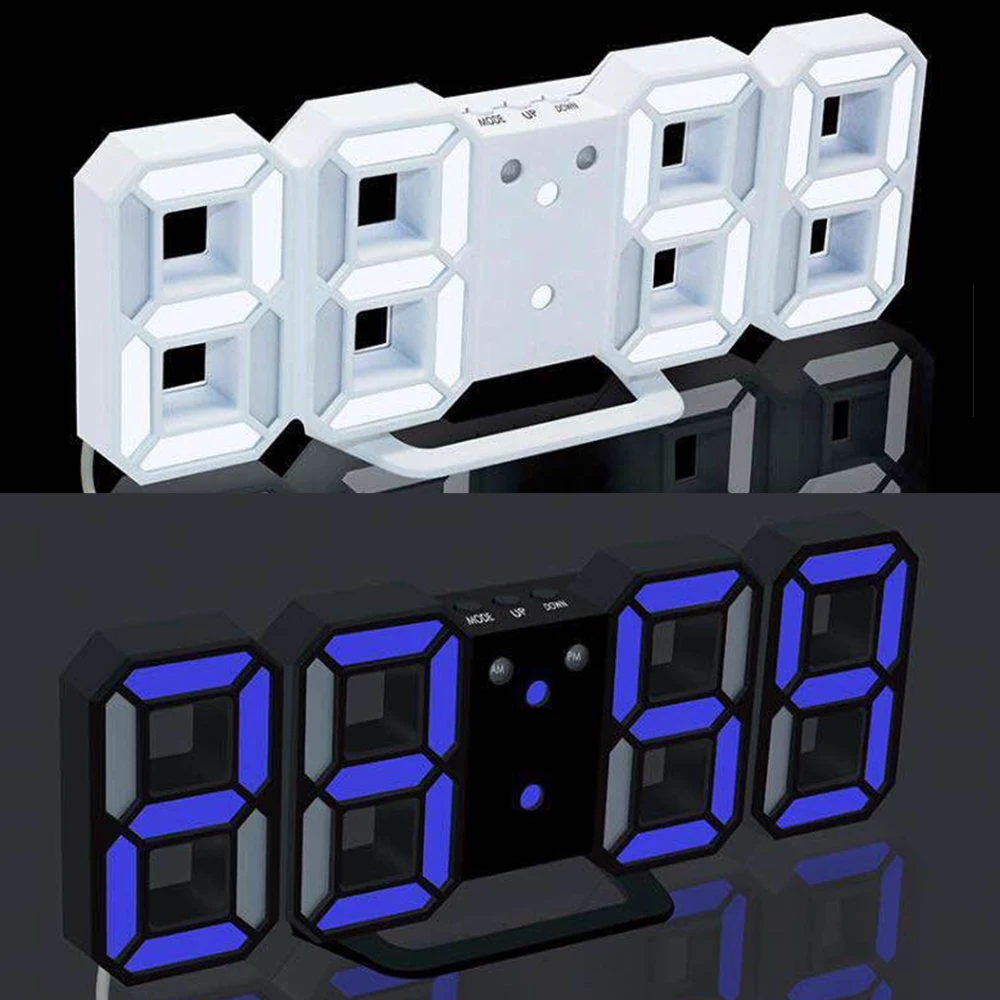 3D большой светодиодный цифровой настенные часы с датой Цельсия ночной дисплей настольные часы будильник для дома Декор для гостиной