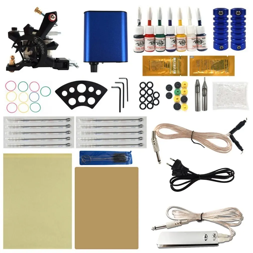 

Ergonomic Handle Tattoo Machine Tool Set Tattoo Gun Needles Power Supply Cord Body Beauty Tools Kit for Beginner