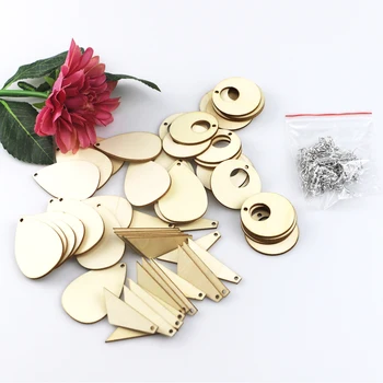 

Home Jewelry Making Decoration Wood Earring Pendant Set Gift With Hooks Rings DIY Unfinished Crafts Smooth European Style